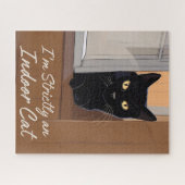 Zwarte kat in het venster legpuzzel (Horizontaal)