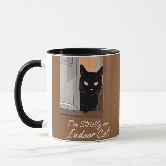 Zwarte kat in het venster mok (Links)