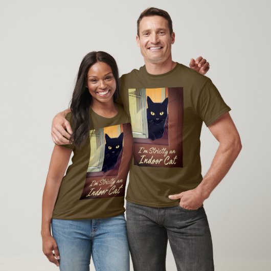 Zwarte kat in het venster t-shirt (Unisex)