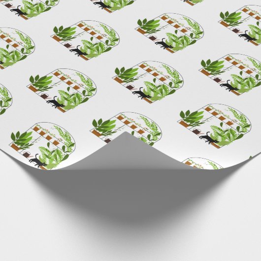 Zwarte kat in kas cadeaupapier (Hoek)