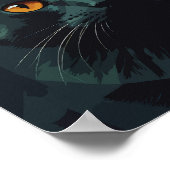 Zwarte kat in kleurrijke achtergrond poster (Hoek)