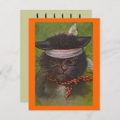 ZWARTE KAT IN KOSTUMHALLOWEEN PARTIJINVITATIE KAART (Voorkant / Achterkant)