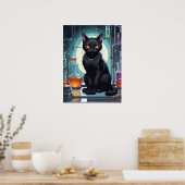 Zwarte Kat in Laboratorium Poster (Keuken)