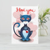 Zwarte kat in liefde feestdagenkaart (Staand voorkant)