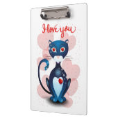 Zwarte kat in liefde klembord (Links)