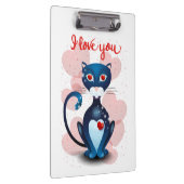 Zwarte kat in liefde klembord (Rechts)