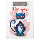 Zwarte kat in liefde klembord (Voorkant)