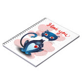 Zwarte kat in liefde notitieboek (Linkerzijde)