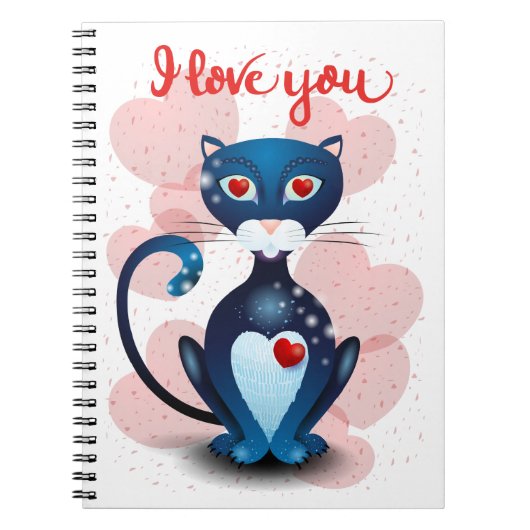 Zwarte kat in liefde notitieboek (Voorkant)