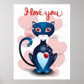 Zwarte kat in liefde poster (Voorkant)