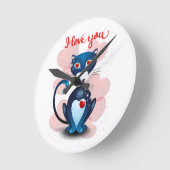 Zwarte kat in liefde ronde klok (Hoek)