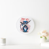 Zwarte kat in liefde ronde klok (Huis)