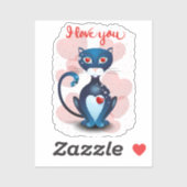 Zwarte kat in liefde sticker (Vel)