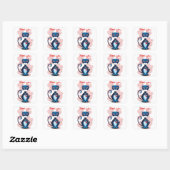 Zwarte kat in liefde vierkante sticker (Vel)