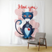 Zwarte kat in liefde wandkleed (In situ)