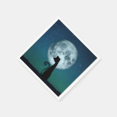 Zwarte kat in maanlicht papieren servetten (Hoek)