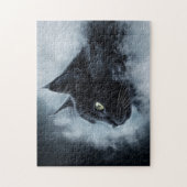 Zwarte kat in mist legpuzzel (Verticaal)