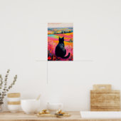 Zwarte Kat in Mooie Natuur  Poster (Keuken)