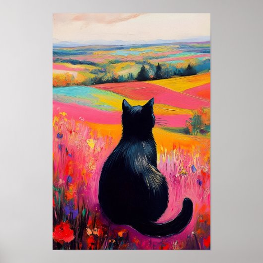 Zwarte Kat in Mooie Natuur  Poster (Voorkant)
