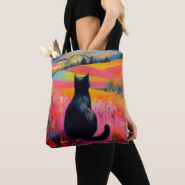 Zwarte Kat in Mooie Natuur Tote Bag