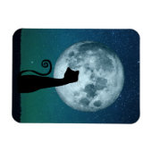 Zwarte Kat in Moonlight Flexibele Magneet (Horizontaal)