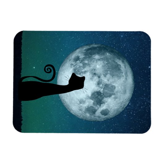 Zwarte Kat in Moonlight Flexibele Magneet (Horizontaal)