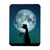 Zwarte Kat in Moonlight Flexibele Magneet (Verticaal)