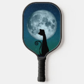 Zwarte kat in Moonlight Pickleball Paddle (Achterkant)