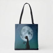 Zwarte kat in Moonlight Shoulder Tas (Voorkant)