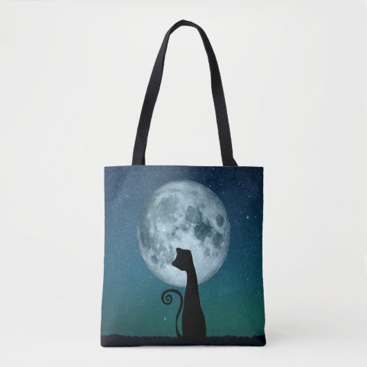 Zwarte kat in Moonlight Shoulder Tas (Voorkant)