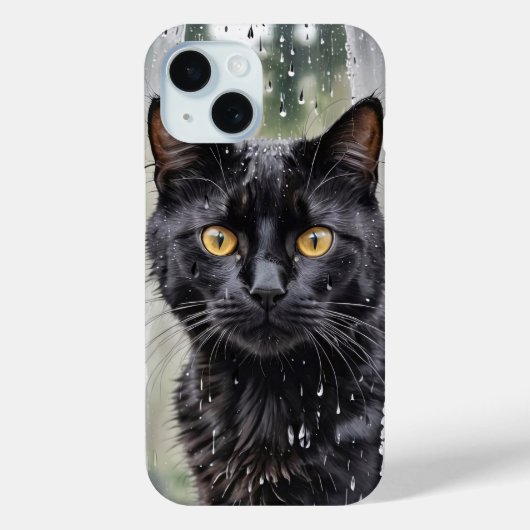 Zwarte kat in nat venster Case-Mate iPhone case (Achterkant)
