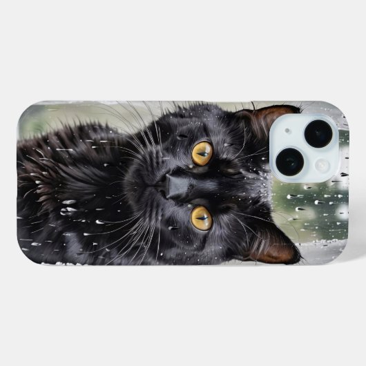 Zwarte kat in nat venster Case-Mate iPhone case (Achterkant (horizontaal))