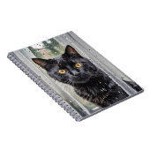 Zwarte kat in nat venster notitieboek (Rechterzijde)