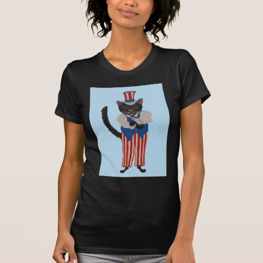 Zwarte Kat In Oom Sam Pak T-shirt (Voorkant)