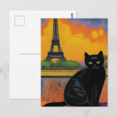 Zwarte kat in Parijs Briefkaart (Voorkant / Achterkant)