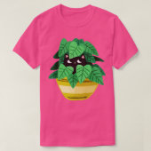 Zwarte kat in planter t-shirt (Design voorkant)
