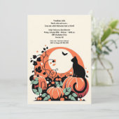 Zwarte kat in pompoen patch Halloween Kaart (Staand voorkant)