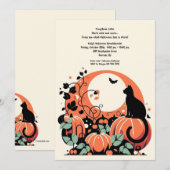 Zwarte kat in pompoen patch Halloween Kaart (Voorkant / Achterkant)