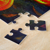 Zwarte kat in pompoenbos tijdens Halloween Legpuzzel (Zijkant)