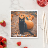 Zwarte Kat In Pompoenveld Servet (Insitu)