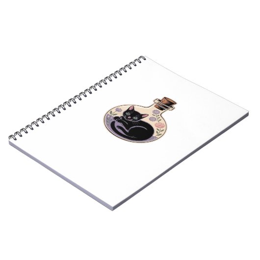 Zwarte Kat in Potion Bottle Classic T-shirt Notitieboek (Linkerzijde)