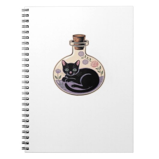 Zwarte Kat in Potion Bottle Classic T-shirt Notitieboek (Voorkant)