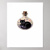 Zwarte Kat in Potion Bottle Classic T-shirt Poster (Voorkant)