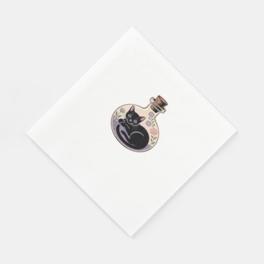 Zwarte Kat in Potion Bottle Classic T-shirt Servet (Hoek)