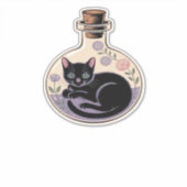Zwarte Kat in Potion Bottle Classic T-shirt Sticker (Voorkant)
