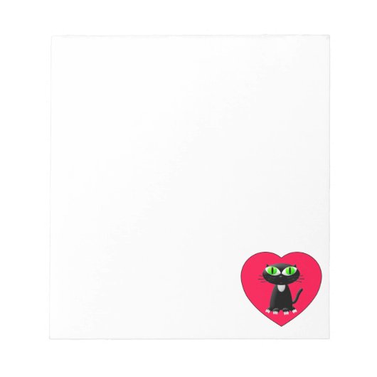 Zwarte Kat In Rode Hart Aangepast Notitieblok (Voorkant)