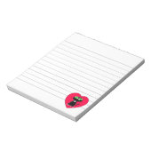 Zwarte kat in rood, gezaagd notitieblok (Linkerzijde)