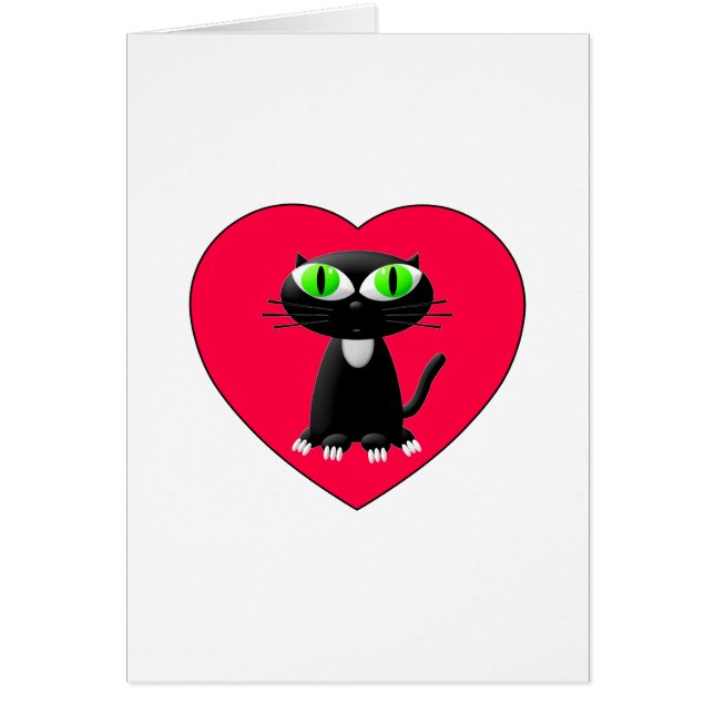 Zwarte kat in rood hart (Voorkant)