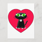 Zwarte kat in rood hart briefkaart (Voorkant)