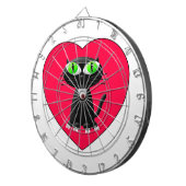 Zwarte kat in rood hart dartbord (Voorkant Rechts)